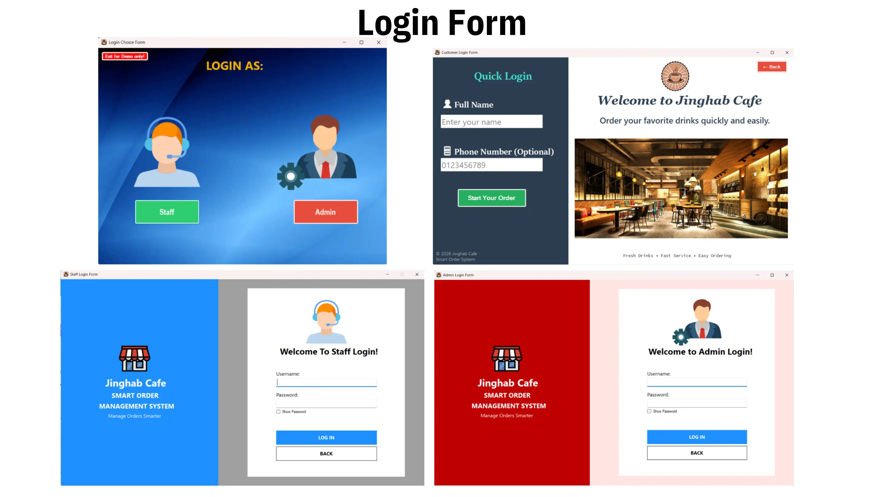 Smart Order Management System - Login and POS Screen