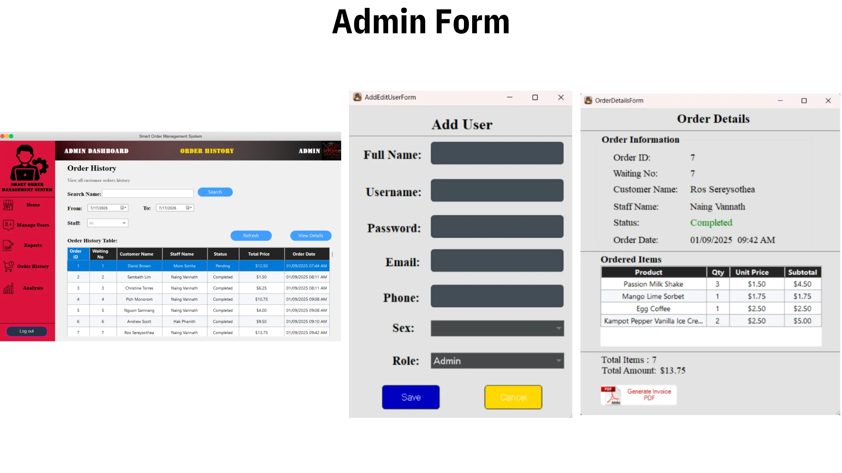 Smart Order Management System - QR Invoice Export