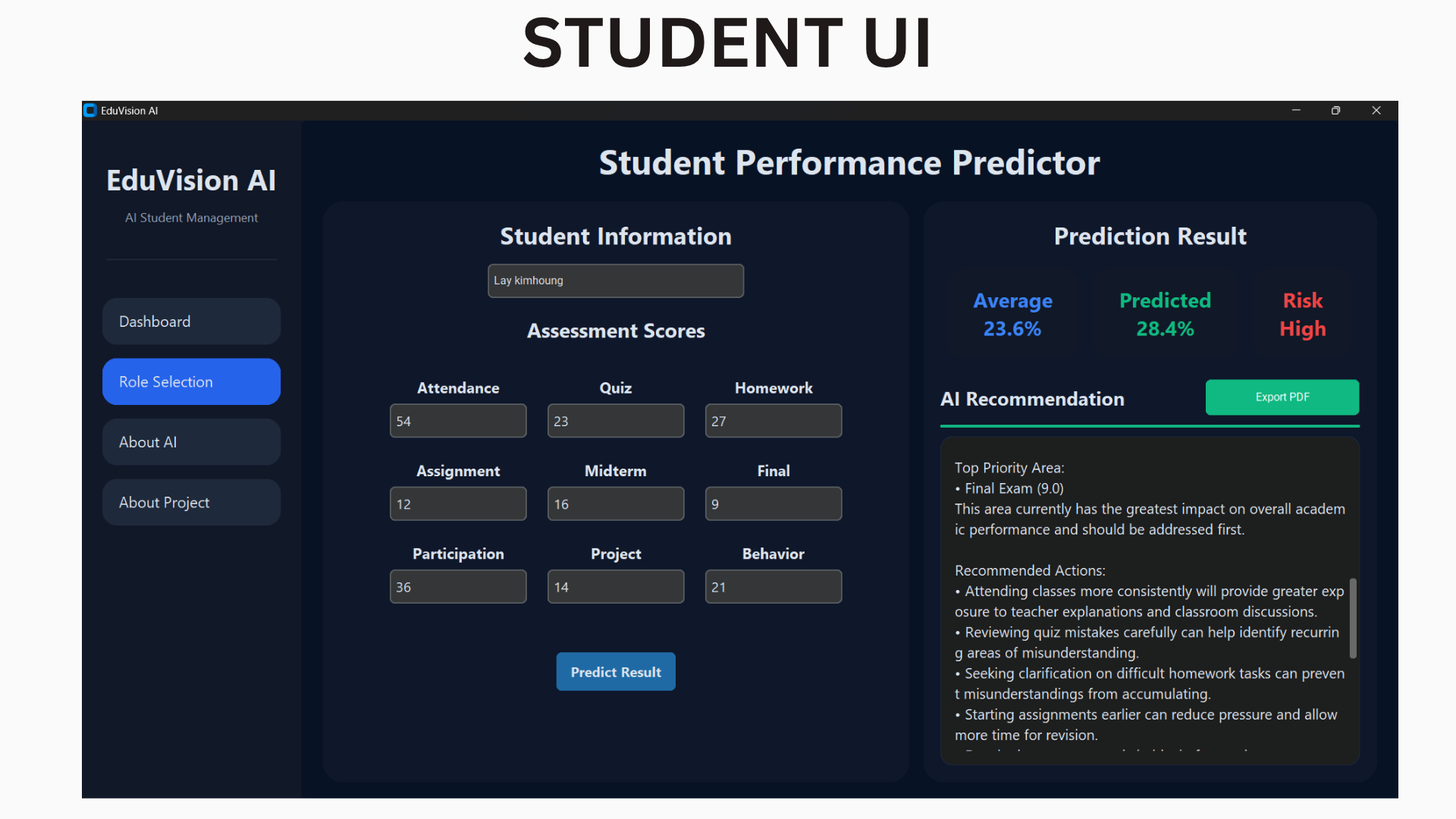 Student Performance Prediction - Reports Export